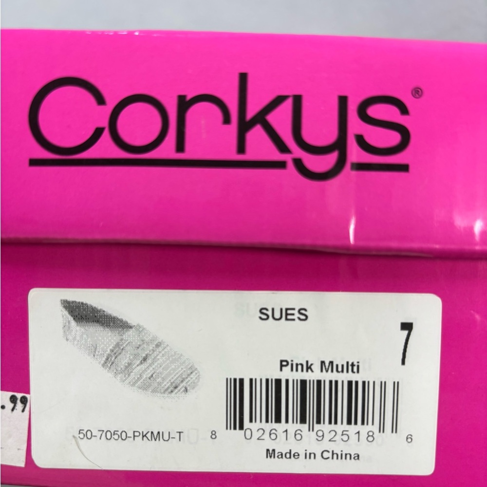 Corkys 7 SUES Striped Multi Colorful Summer Flats Women's Shoes - Picture 2 of 9